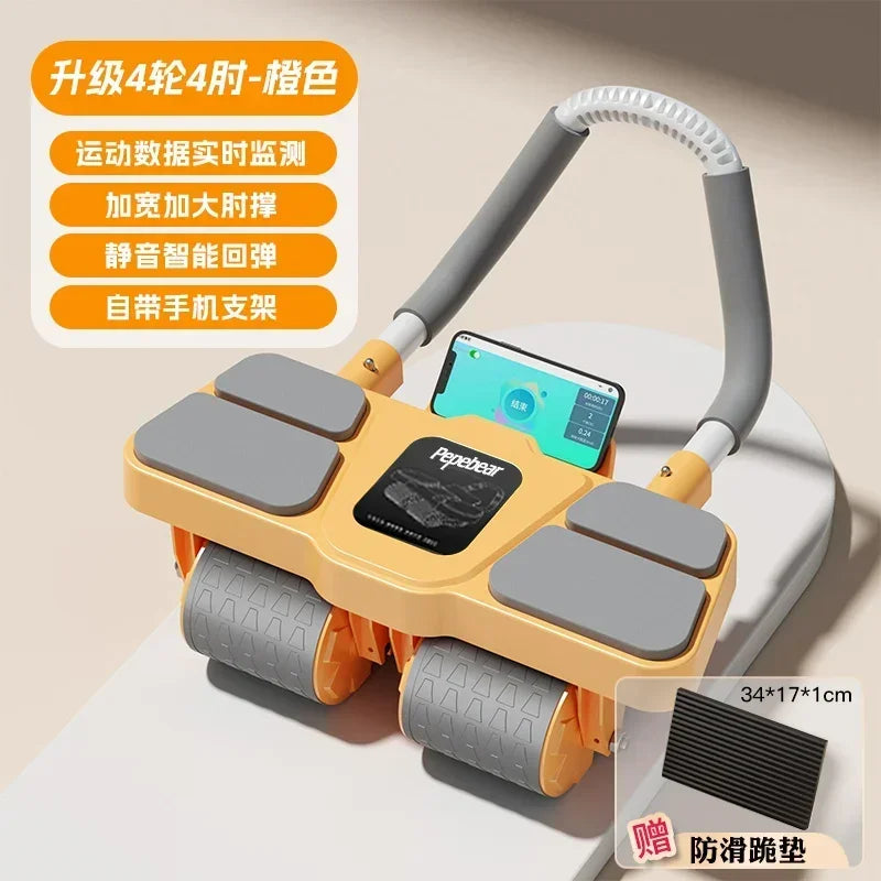 4-Wheel Ab Roller Automatic Rebound Fitness Tool